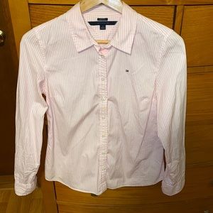 💛Tommy Hilfiger Pink & White Stripe Classic Fit Button Down Shirt